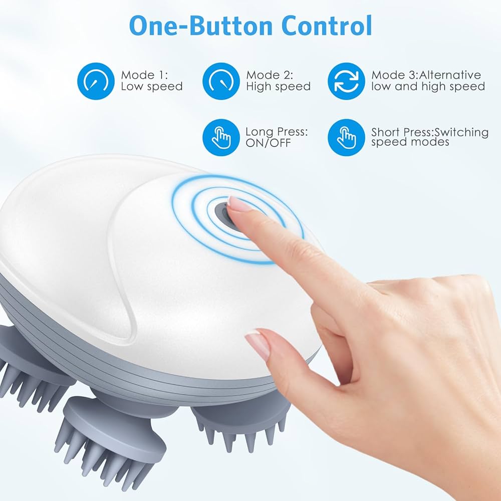 Cat Massager, Electric Scalp Massager, Head Massager with 4 Massage Heads
