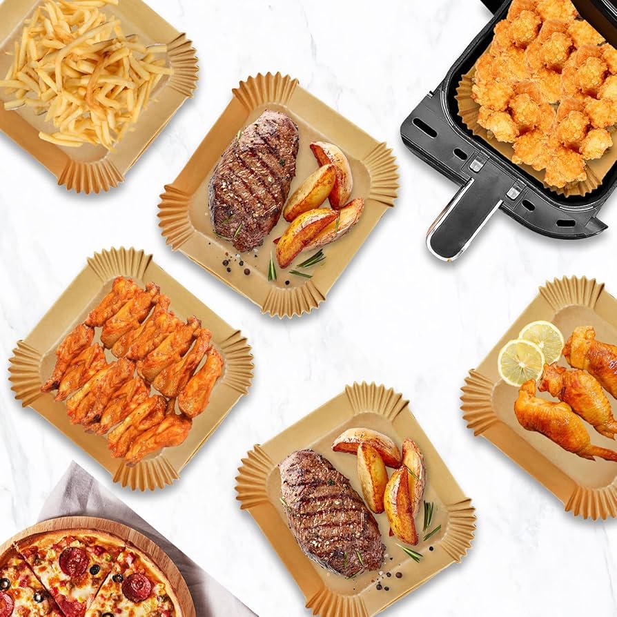 Disposable air fryer liners for Ninja Air Fryer MAX PRO AF180UK and AF14OUK, Problems Solved brand, shown in the image.