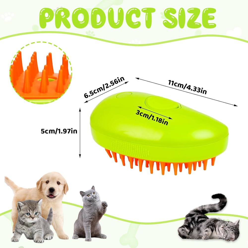 Steamy 3-in-1 Cat Steam Brush Self-Cleaning for Dogs & Cats, Massage Comb