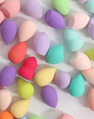 20-piece professional latex-free makeup sponge set by Problems Solved, showing soft, rounded sponges for flawless application.