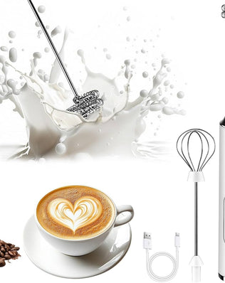Problems Solved handheld milk frother wand with stainless steel whisks for creamy coffee foam and frothing.