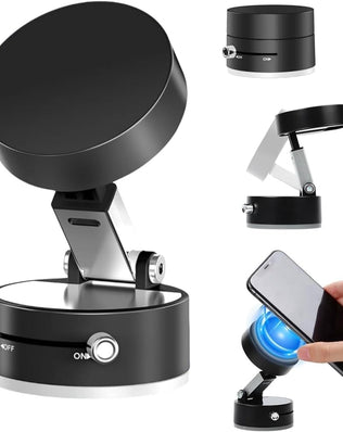Problems Solved vacuum magnetic suction phone holder with 360° rotatable mount and strong suction cup for secure vehicle or desk use.