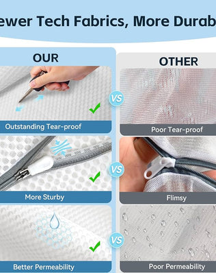 Problems Solved 3-piece mesh laundry bags for delicates with zippers, ideal for washing socks and small laundry items.