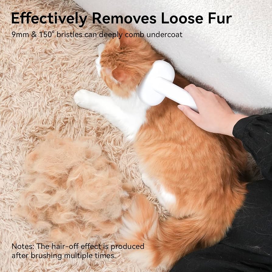 Cat Brush with Release Button, Cat Grooming Brush for Long or Semi-Short Haired Cats