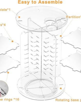 Rotating Makeup Organizer, DIY 8 Adjustable Layers Spinning Skincare Organizer