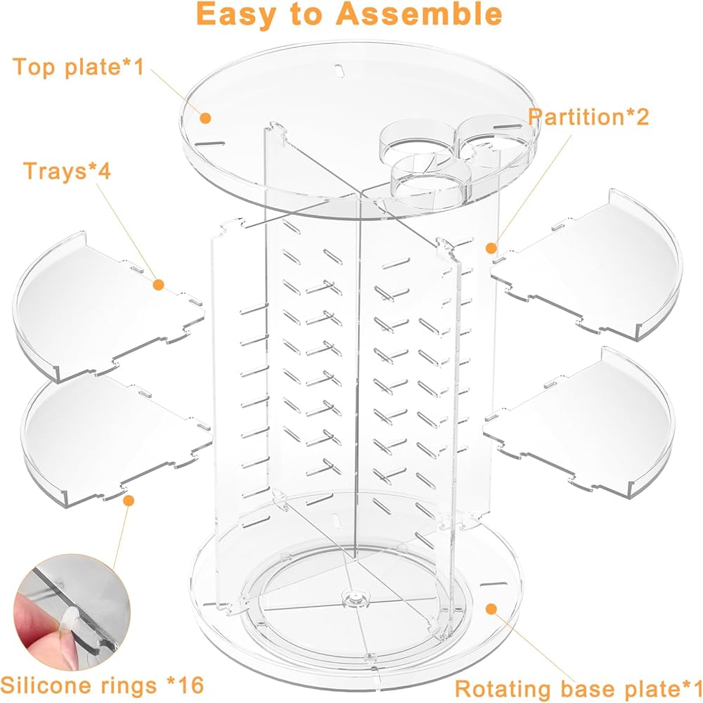 Rotating Makeup Organizer, DIY 8 Adjustable Layers Spinning Skincare Organizer