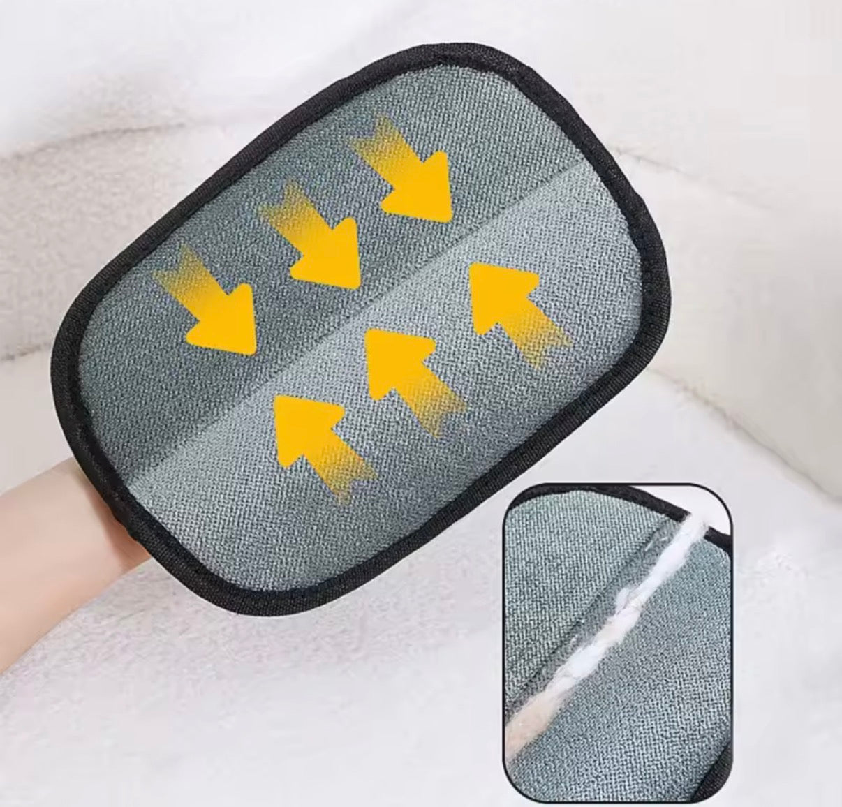 Problems Solved pet hair remover cat grooming gloves, double-sided fur gloves with flexible design for effective pet hair removal.