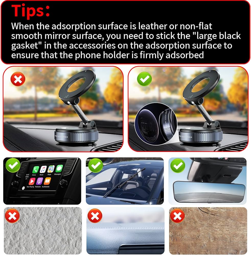 Problems Solved upgraded magnetic phone holder with 360° rotation, adjustable and foldable for secure car or desk use.