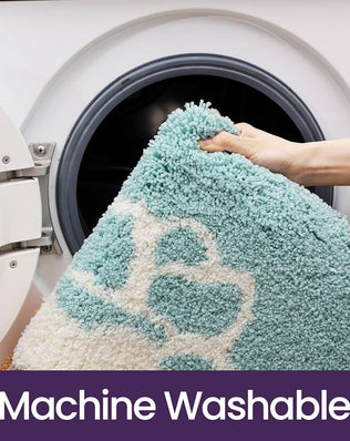 Problems Solved oval bath mat, 61x110 cm, non-slip, soft absorbent washable bathmat with cute pattern for bathroom safety and comfort.