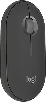 Logitech Pebble 2 M350s wireless Bluetooth mouse by Problems Solved, showing a slim, portable, lightweight computer mouse on a desk.