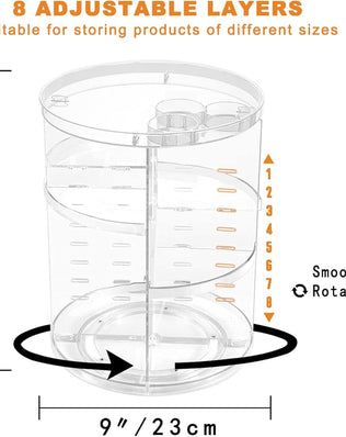 Rotating Makeup Organizer, DIY 8 Adjustable Layers Spinning Skincare Organizer