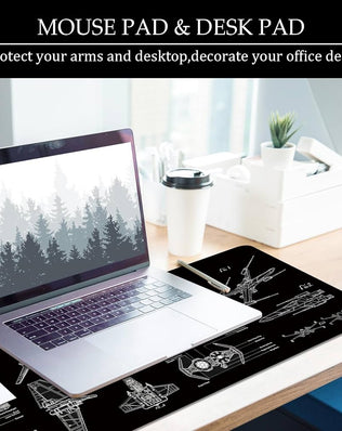 Large black gaming mouse pad from Problems Solved, 31.5x11.8 inches, designed for smooth, precise mouse movements on desk.