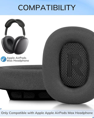 Problems Solved AirPods Max ear cushions with upgraded mesh earpads, showing soft, breathable replacement ear pads for headphones.