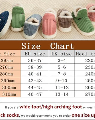 Slippers Women Ladies Fuzzy With Memory Foam Winter House Soft Anti-Slip Sole