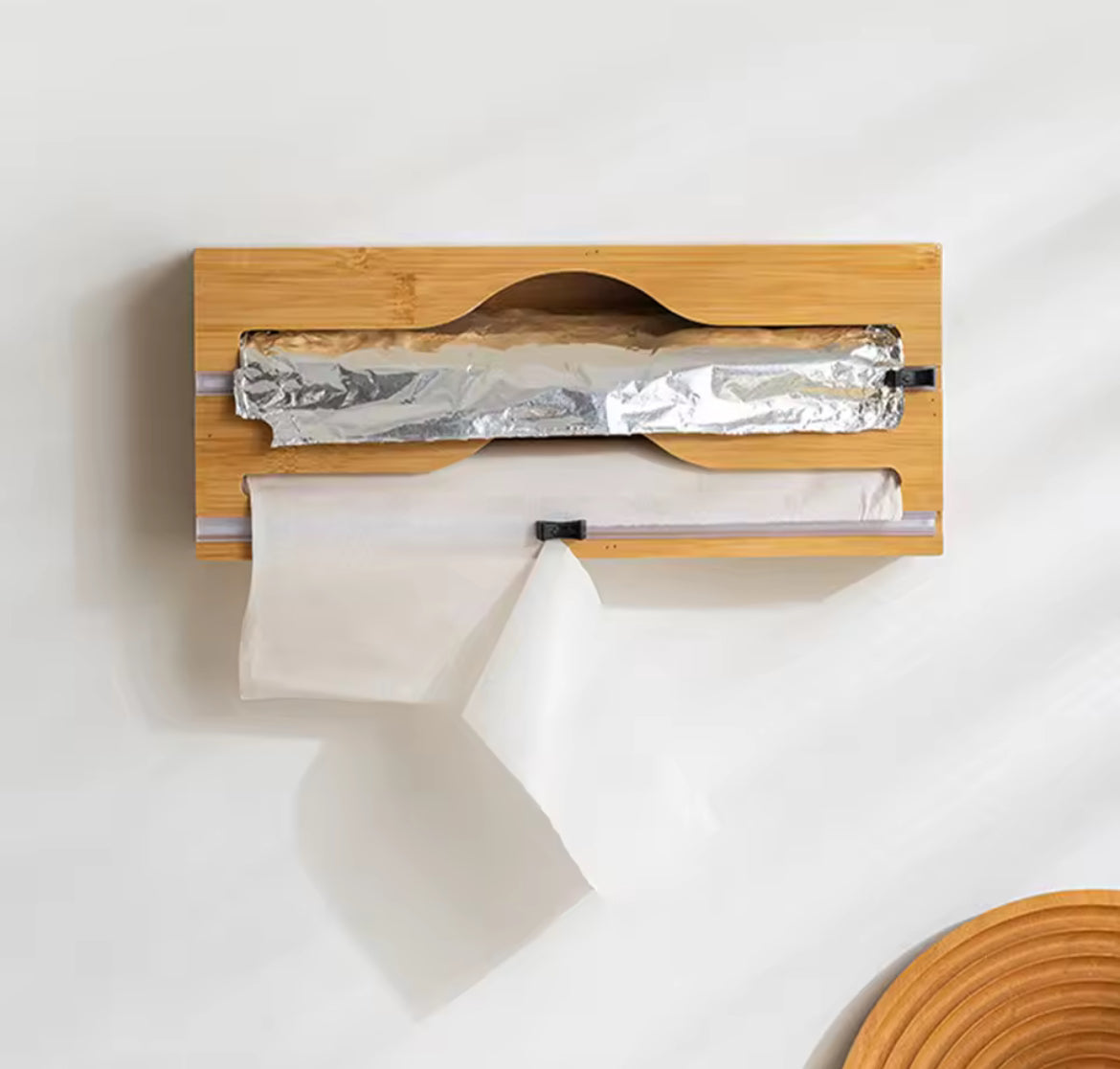 Kitchen Wrap Dispenser with Foil & Cling Film Cutter - Problems Solved