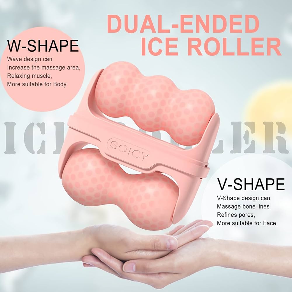 Ice Roller for Face and Eyes - Facial Skin Care Tools with 2 in 1 Face Roller and Travel Case