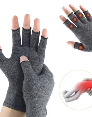 Problems Solved compression arthritis gloves with wrist support and therapy band for pain relief and joint stabilization.