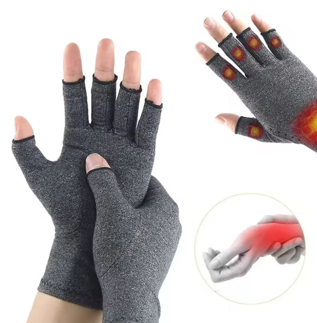 Problems Solved compression arthritis gloves with wrist support and therapy band for pain relief and joint stabilization.