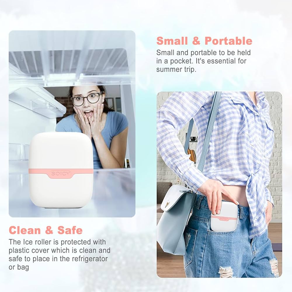 Ice Roller for Face and Eyes - Facial Skin Care Tools with 2 in 1 Face Roller and Travel Case