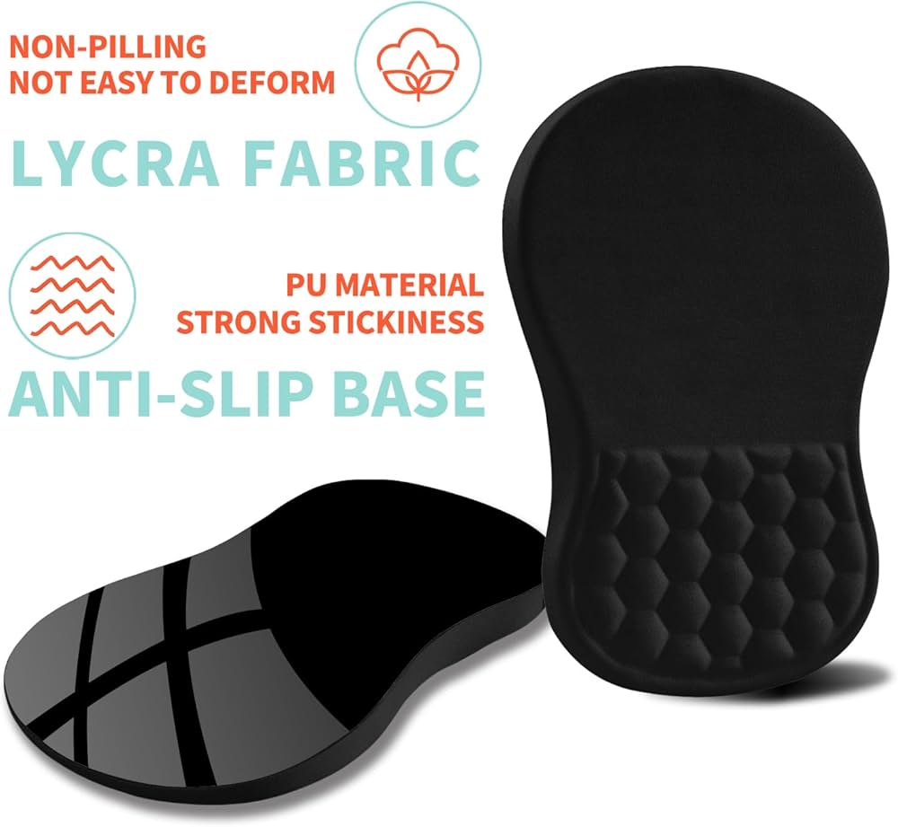 Large ergonomic mouse pad with wrist support and gel massage for comfortable computer use, by Problems Solved