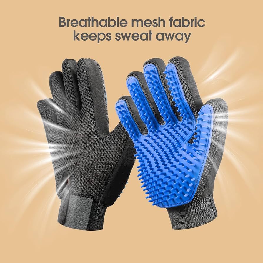2 Grooming Gloves, Hair Remover for Dogs and Cats, Massaging and Soft