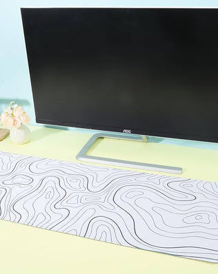 Large Problems Solved topographic contour gaming mouse pad, extended XL mousepad with detailed terrain design for gaming and desk use