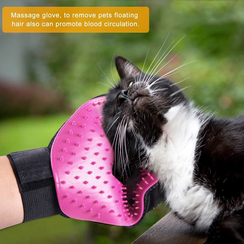 Pet Dog Cat Grooming Glove, Gentle Deshedding Brush Glove, Efficient Pet Hair