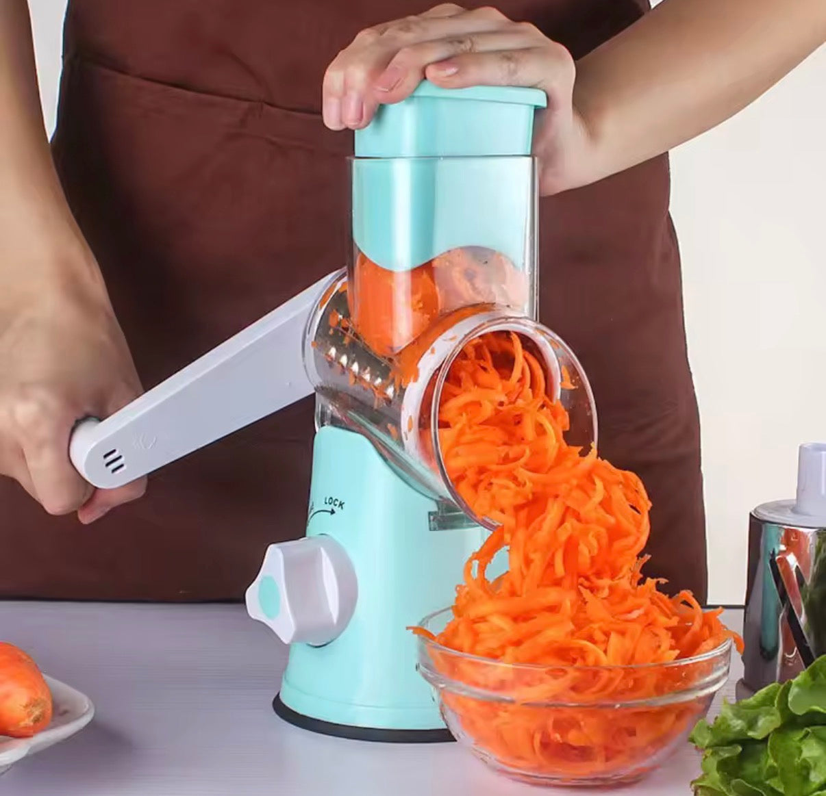 Highly Efficient and Versatile Vegetable and Fruit Slicer Grater Benchtop Drum Cutter