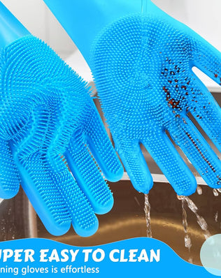 Pet Grooming Silicone Gloves (Blue) Dog Gloves with Silicone Hair Removal Gloves