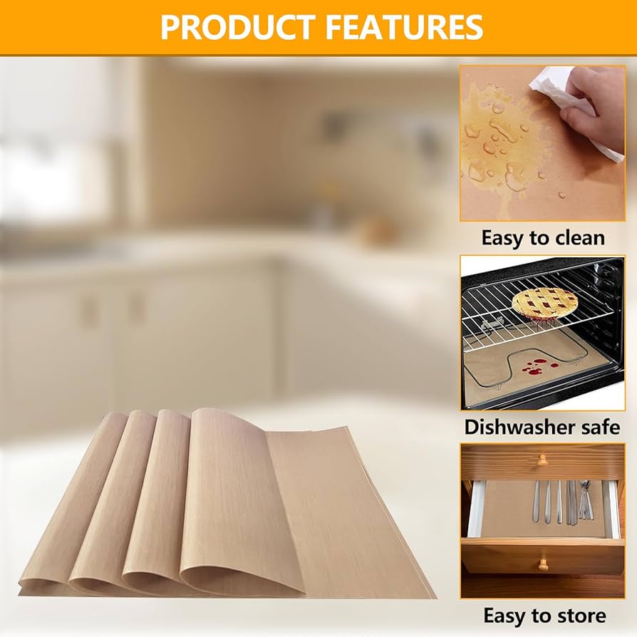 Pack of 10 Non-Stick Oven
Liners, Silicone Baking Mats & Paper, Ideal for Bottom of Oven