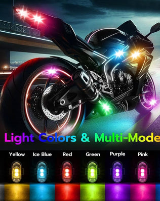Problems Solved 4PCS LED Car Strobe Lights with remote, showing wireless LED ambient lights in 8 colors on a vehicle.
