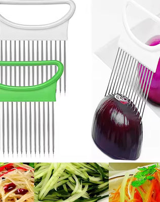 Stainless Steel Onion Slicer & Vegetable Holder - Problems Solved