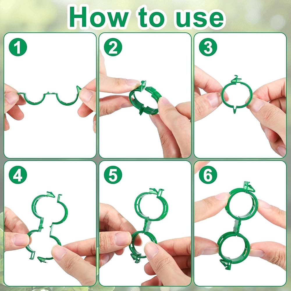 Pack of 100 Plant Support Clips, Garden Plant Support, Plant Clips for Climbing Plants