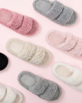 Women's Chic Pluffie Faux Fur Open Toe Memory Sole Indoor Outdoor Slippers, Pink, 38/39