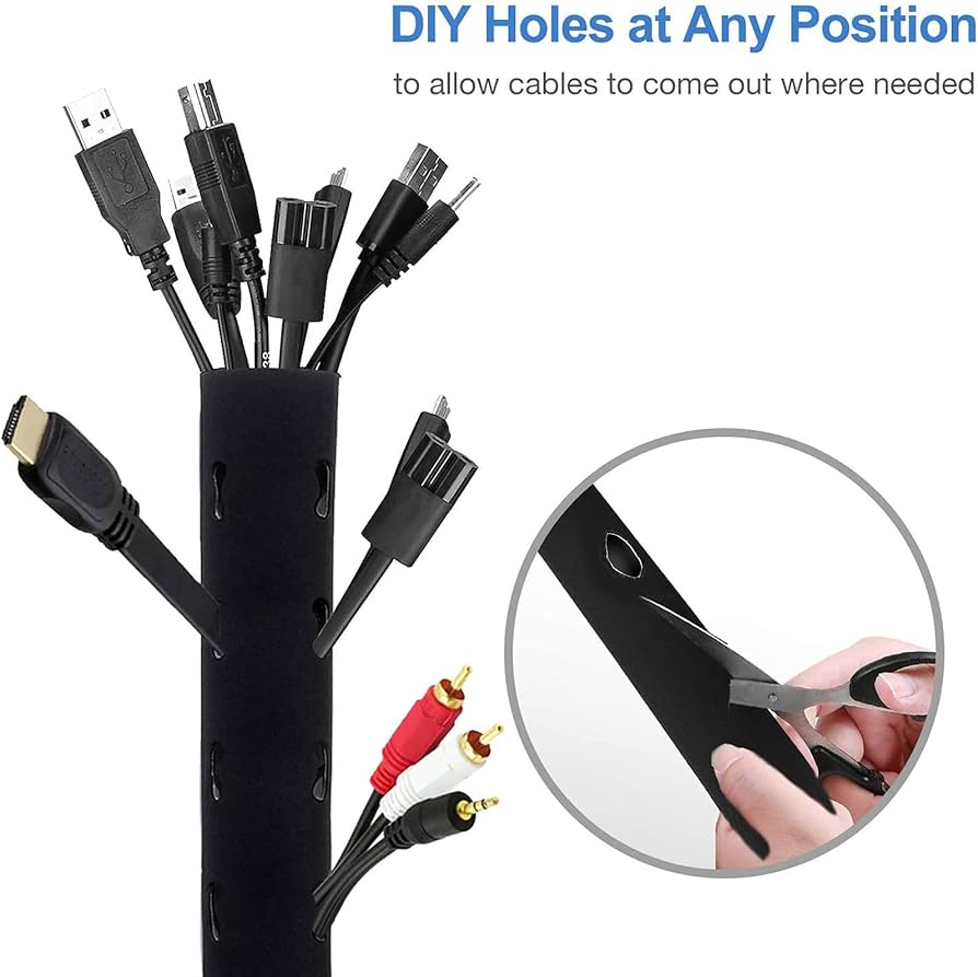 [4 Pcs] Cable Tidy Management Sleeve, 50 cm long, Wire Hider Cord Organizer