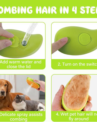 Steamy 3-in-1 Cat Steam Brush Self-Cleaning for Dogs & Cats, Massage Comb