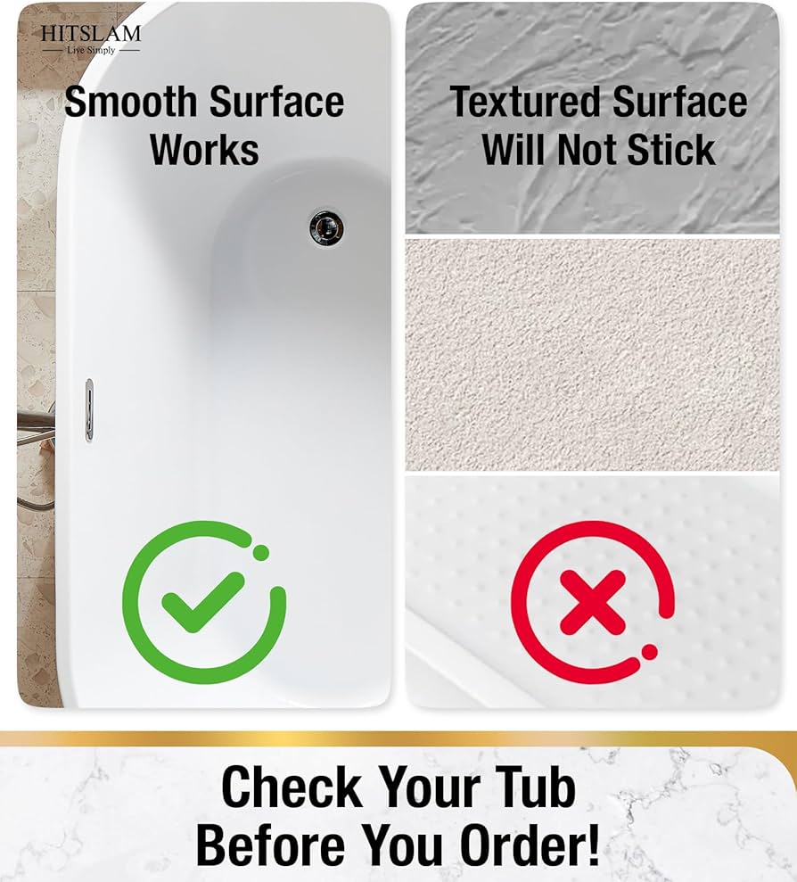Problems Solved non-slip bath mat, 101x40 cm extra long shower mat with BPA-free, textured surface for safe, secure grip in bathroom.