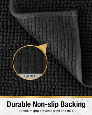 Problems Solved non-slip, anti-mould bath mat 60x40cm with ultra-soft, super absorbent fabric for comfortable bathroom use.