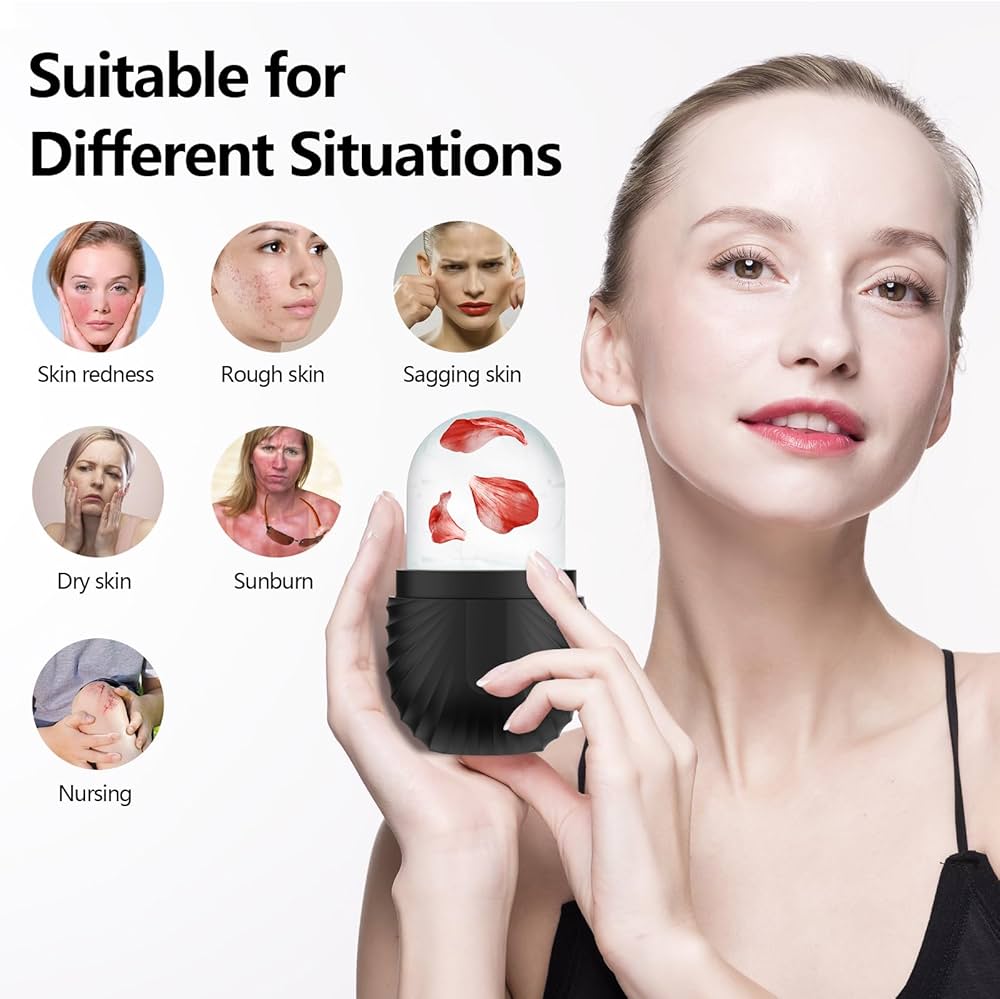 Ice Roller for Face and Eye, Silicone Ice Facial Roller Ice Holder, Face Ice Mold