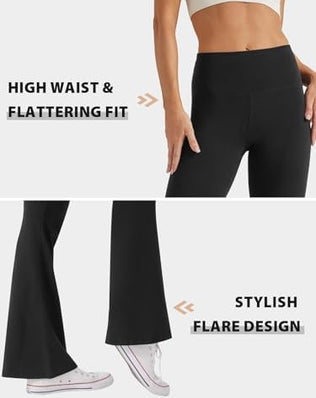 Women's high waist yoga trousers by Problems Solved with flared, bootcut legs and comfortable stretchy fabric for active wear.