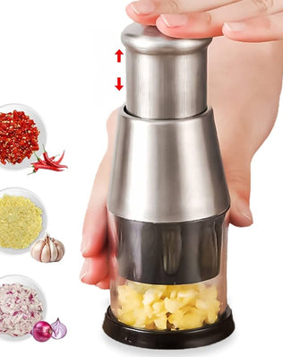 Problems Solved pressed garlic chopper with 16cm handle and stainless steel garlic press for efficient garlic mincing.
