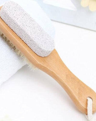 Foot Scrub Brush with Natural Pumice Stone, Wooden Body Brush for Exfoliating Dead Skin
