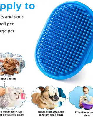 Dog NEW Grooming Pet Shampoo Brush I Soothing Massage Rubber Bristles