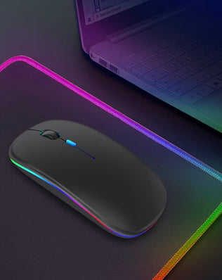 Problems Solved wireless Bluetooth mouse for laptops, rechargeable computer mouse with 2.4GHz connectivity, sleek black design