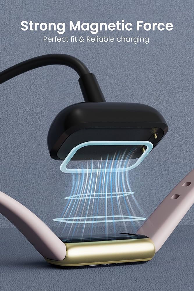 Problems Solved Fitbit Charge 6/5/Luxe smartwatch 3.3ft replacement charging cable, shown coiled and ready for use.