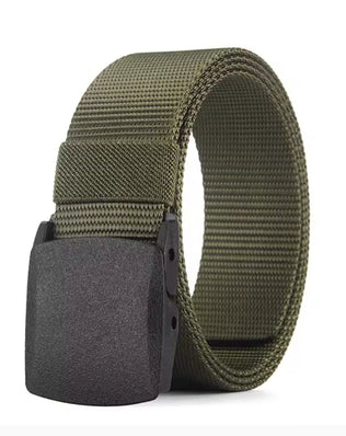 Men's outdoor casual canvas belt by Problems Solved featuring a metal-free design and adjustable fit.