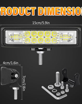 1 PCS Led Work Light Bar, 6 inch 24WSpot Flood Beam, 12V 24V Driving Lights Lamp