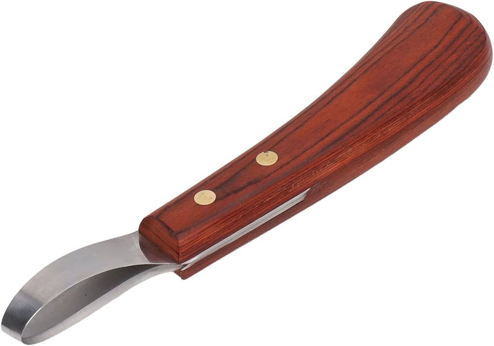 Hoof Knife, Hoof Cutting Knife with Wooden Handle, Farrier Tool for Horses
