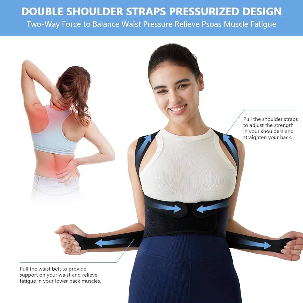 Back Brace, Posture Corrector for Women and Men, Adjustable Full Back Support