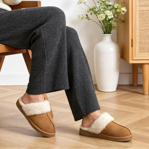 Women's Fuzzy Memory Foam Slippers Fluffy Winter House Shoes Indoor and Outdoor